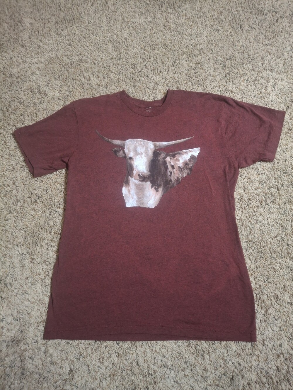 CRAZY TRAIN Maroon Graphic Longhorn Tee
